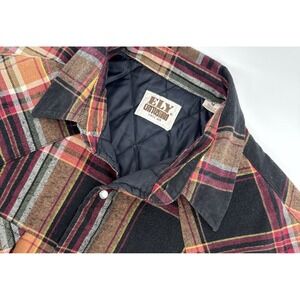 Ely Cattleman Men's M Quilted Western Shacket Snap Plaid Jacket Hand Pockets